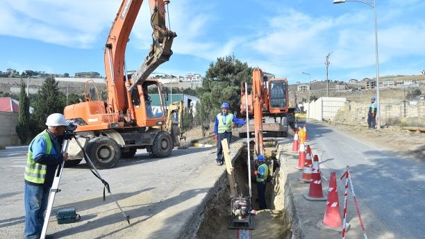 Badamdarda içməli su və kanalizasiya layihələri icra olunur - FOTOLAR