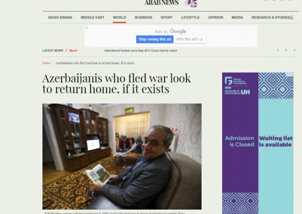 Azərbaycanlılar öz evlərinə qayıdır - “Arabnews” qəzeti