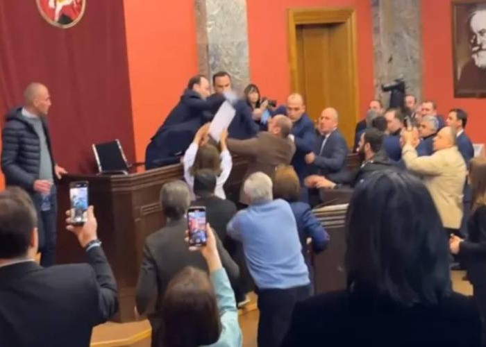 Gürcüstan parlamentində deputatlar arasında dava - VİDEO