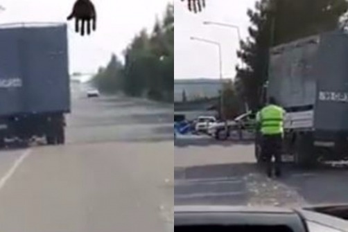 Sürücü Qazeli polisin üstünə sürdü -   Azərbaycanda (VİDEO)