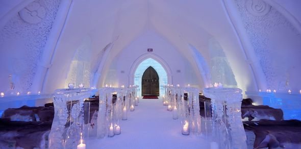 Buzdan hazırlanan qeyri-adi otel -  FOTOLAR