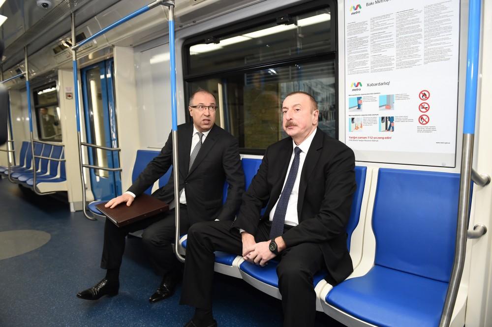 Prezident metroda -  Yeni qatarlarla tanış oldu (FOTOLAR)