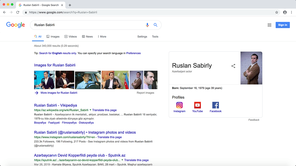 Ruslan Sabirli Google şirkəti tərəfindən rəsmi tanındı  