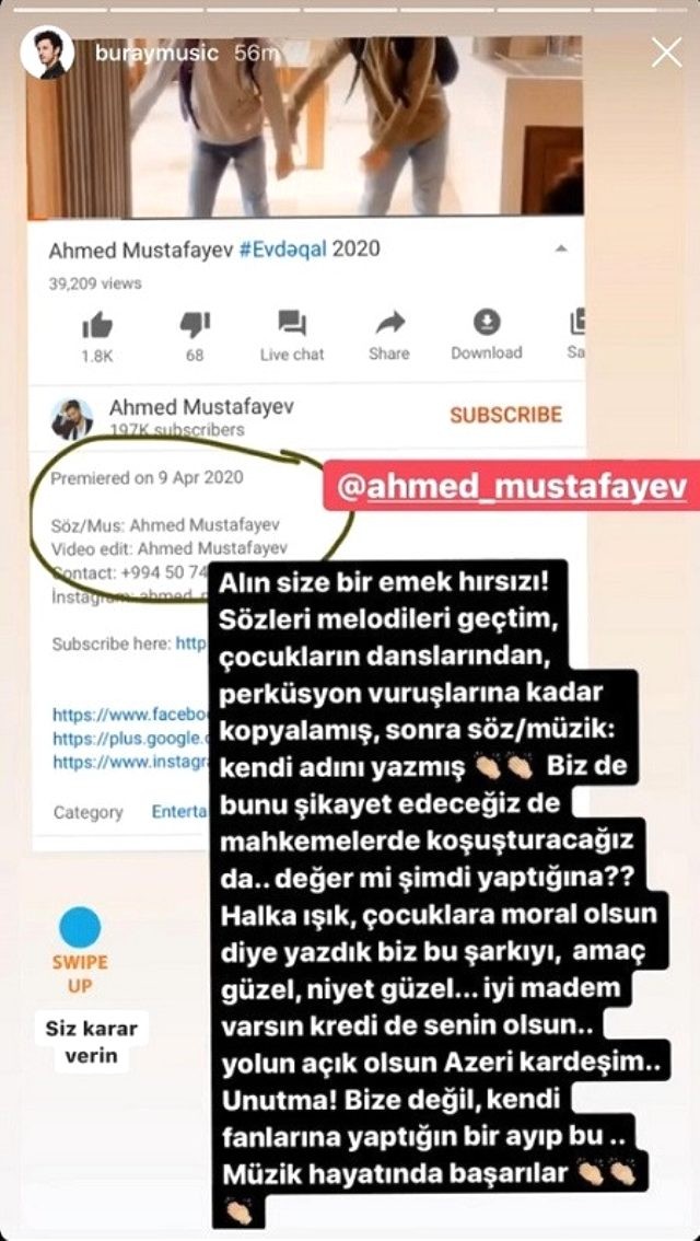 Türkiyəli müğənni Buray, Əhməd Mustafayevi ifşa etdi - "Mahnımı oğurlayıb..."