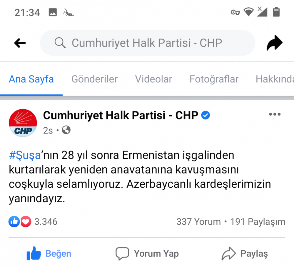 CHP-dən Şuşa PAYLAŞIMI