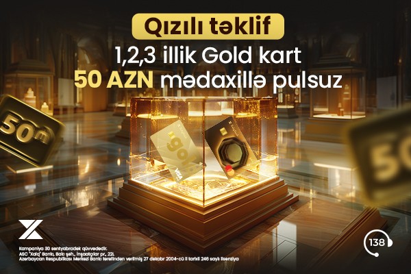 "Xalq Bank"da onlayn Gold kart sifarişlərinə ENDİRİM