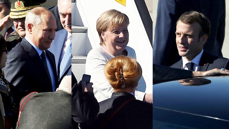 Putin, Makron, Merkel türkiyəyə gəldilər -  FOTOLAR